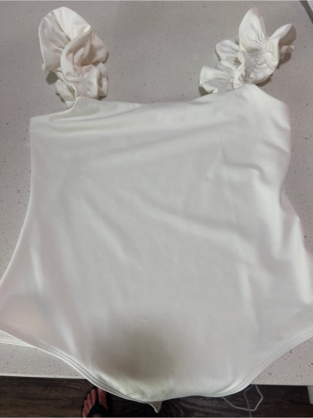 Day + Moon White One-Piece bodysuit with Ruffle Straps